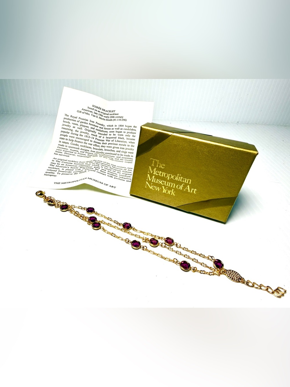 Metropolitan Museum of Art 24k Gold GP Bracelet with Purple Swarovski Crystals